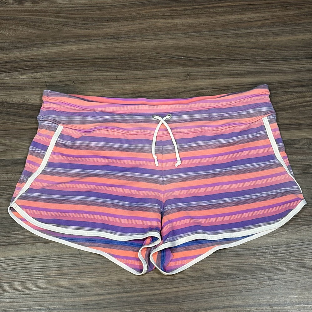 Athleta Pink Purple Striped Swim Drawstring Board Short Shorts Women Size XL - Picture 1 of 16